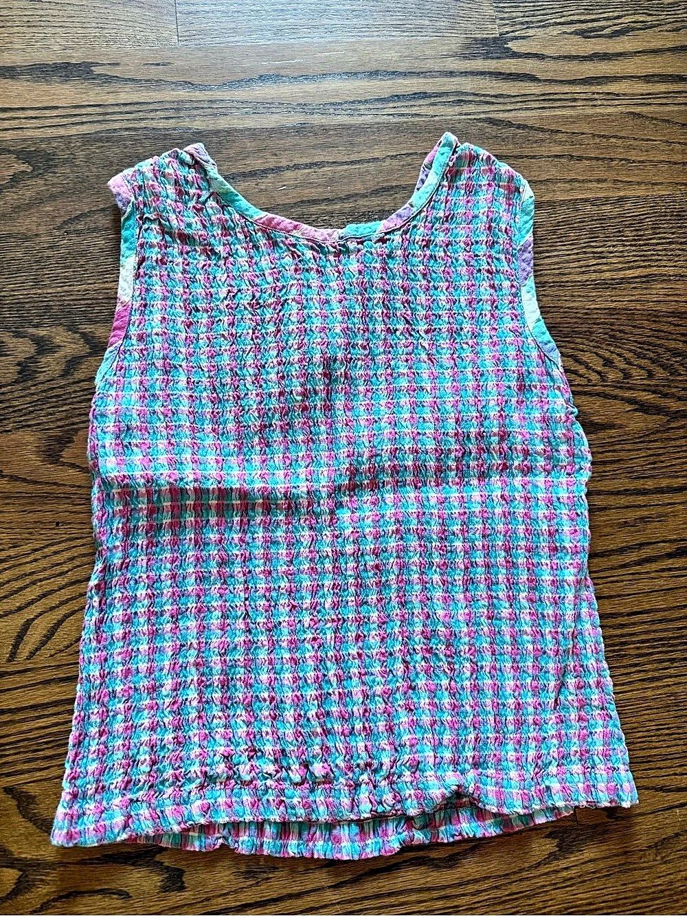 Haband Vintage Checkered Cotton Tank in Pink & Blue Size Medium